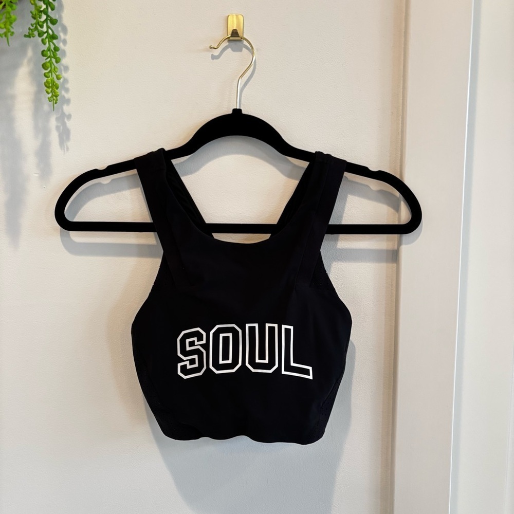 Lululemon SOUL High Neck Strappy Black Athletic Sports Bra Women's Size 6